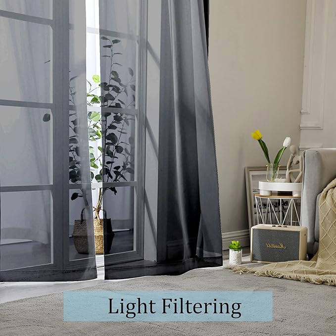 Short Sheer Curtains 24 Inches Long 2 Panels - Image 2