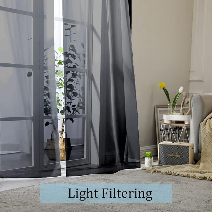 Black Sheer Curtains, Bedroom - Image 2