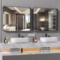 Hasipu 2 PCS Bathroom Mirror for Wall, 36 x 30 Inch Black Metal Framed Bathroom Mirrors for Over Sink, Rectangle Bathroom Vanity Mirror, Anti-Rust, Tempered Glass, Horizontal or Vertical
