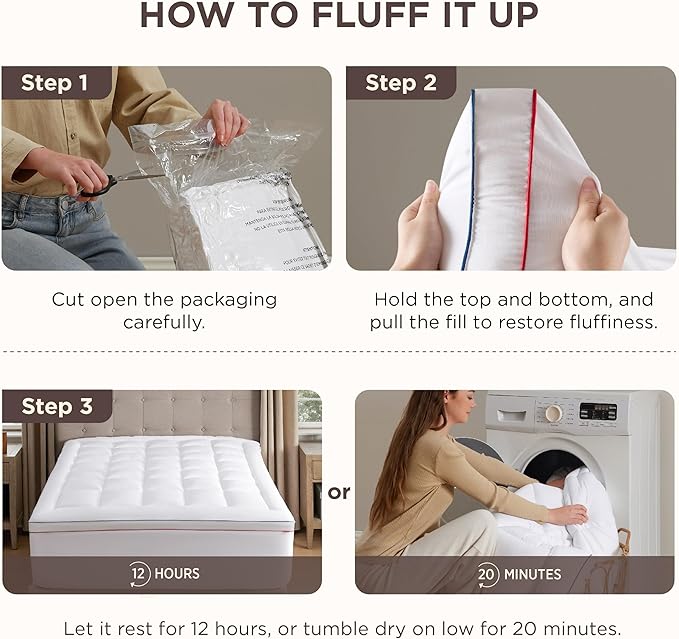 Bedsure Cal King Mattress Topper - Pillow Top Mattress Pad Cover with Deep Pocket Fits up to 21 Inches, Plush Soft Bed Topper for Back Pain Relief, Overfilled with Down Alternative Filling, Grey
