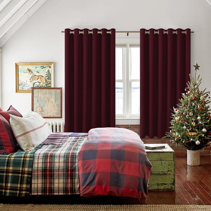 Grommet Blackout Curtains for Bedroom, 70 x 63 Inches, Burgundy | Thermal - Image 6