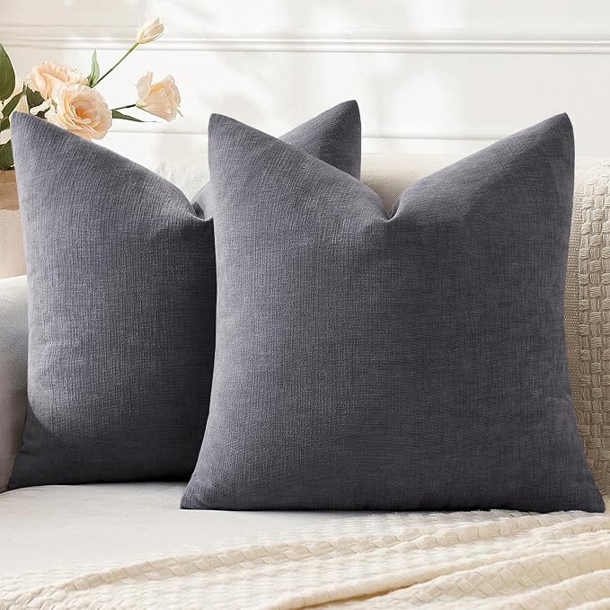 MIULEE Grey Chenille Couch Throw Pillow Covers, 18x18 | Set of 2, Soft by MIULEE