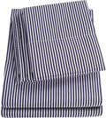 Cal King Size Bed Sheets - 6 Piece 1500 Supreme Deluxe Collection Deep Pocket Ultra Soft California King Sheet Set Bedding - 2 Extra Pillow Cases, California King, Classic Stripe Navy