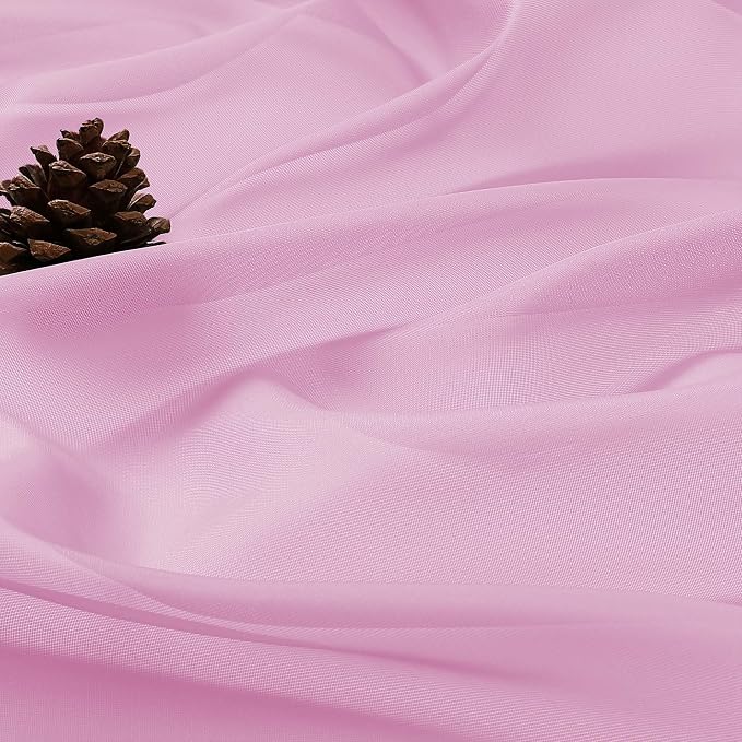 Pink Sheer Curtains 120 Inches Long 2 Panels Set, Airy Lightweight Sheer Pink - Image 7