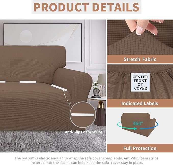 Easy-Going 100% Waterproof Loveseat Couch Cover Stretch Jacquard Sofa Cover | - Image 4