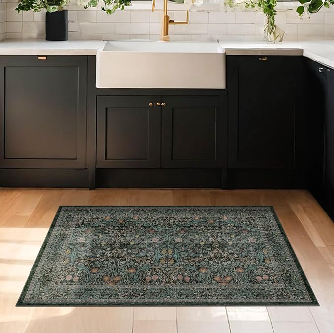 Dark Green Washable Entry Rug - Image 6
