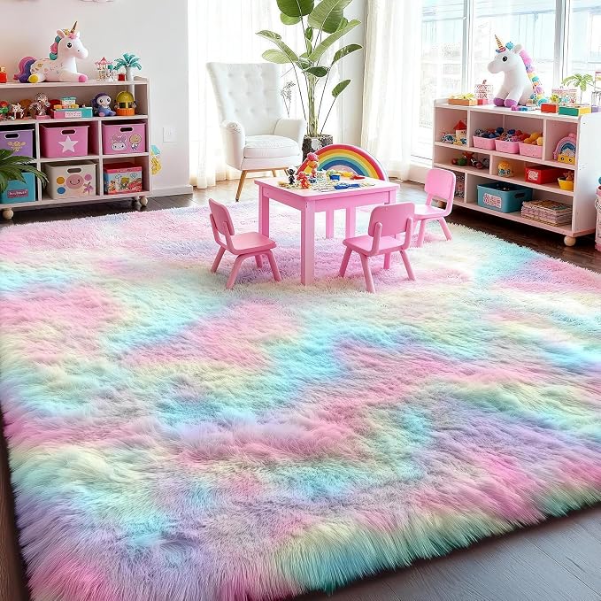 9x12 Rainbow Large Area Rug, Plush Rugs - Image 4