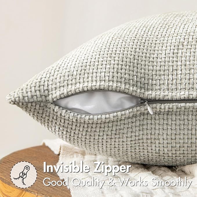 MIULEE Decorative Couch Throw Pillow Covers 18x18 Inch Grey-White 2 Pack | - Image 5