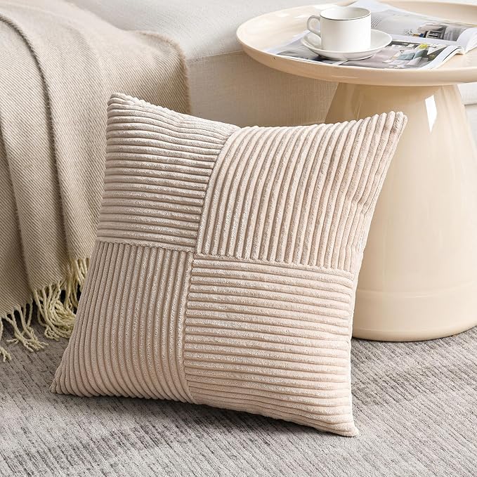 Fancy Homi 2 Packs Tan Euro Decorative Throw Pillow Covers 26x26 Inch - Image 2