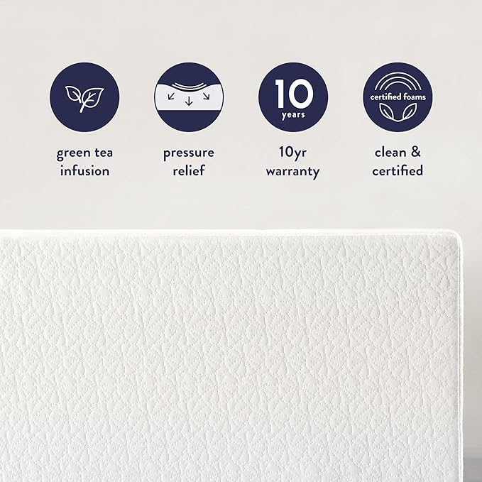 Best Price Mattress 14 Inch King Mattress Bed-In-A-Box, Green Tea Memory Foam