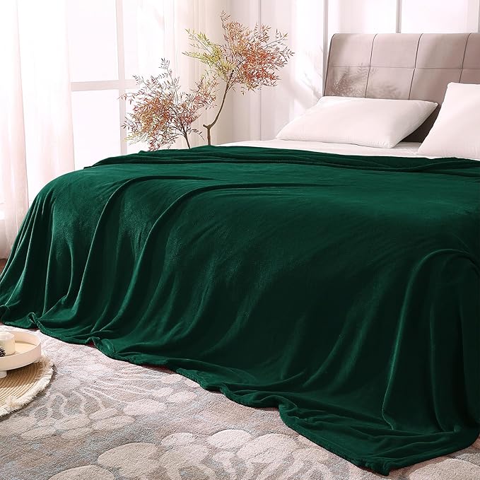 BEDELITE Fleece Blanket Soft Plush Queen Bed Blanket Forest Green 90"x90" | by BEDELITE
