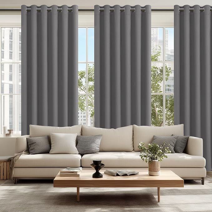 Blackout Curtains for Bedroom, 70 x 84 Inches Light Grey 2 Panels | Thermal - Image 6