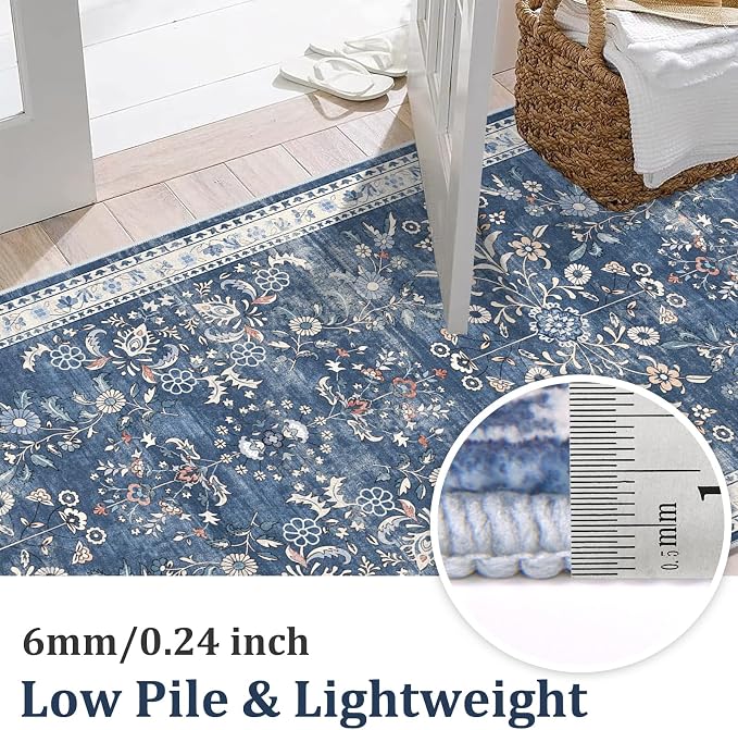 Yamaziot 2x6 Washable Hallway Runner Rug Non Slip Floral Carpet, Stain Resistant - Image 4