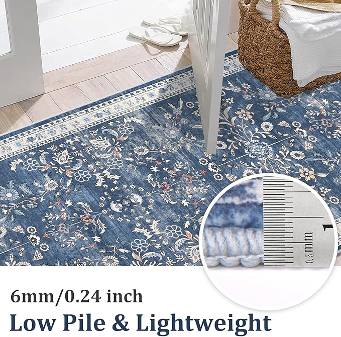 Yamaziot 2x12 Washable Hallway Runner Rug Non Slip Floral Carpet, Stain - Image 3