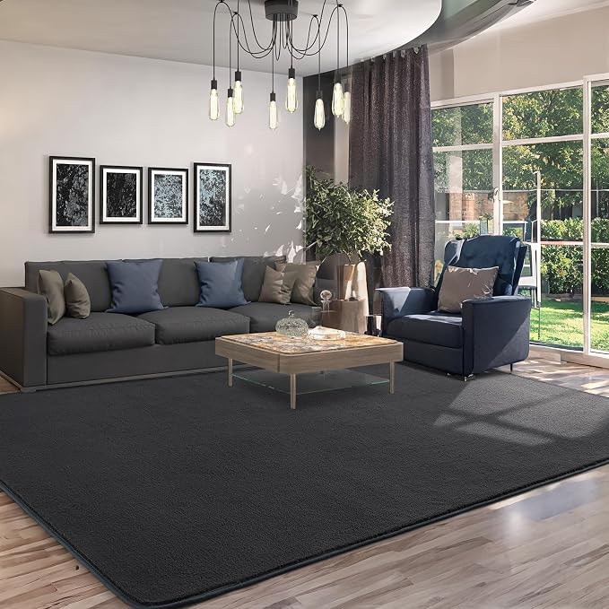 4x6 Area Rugs for Living Room Non Slip Dorm Bedroom Rug, Dark Grey | Modern - Image 9