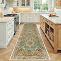 RELEANY Washable Area Rug, Runner 2'x7', Brick/Brown/Green | Non-Slip, Water by RELEANY