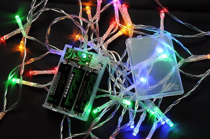 Karlling Battery Operated Christmas Lights,13 ft Short Clear Wire String Led Twinkle Fairy Light for Small Mini Xmas Tree and Wedding Party Indoor/Outdoor Decoration(Multicolor,10 Pack)