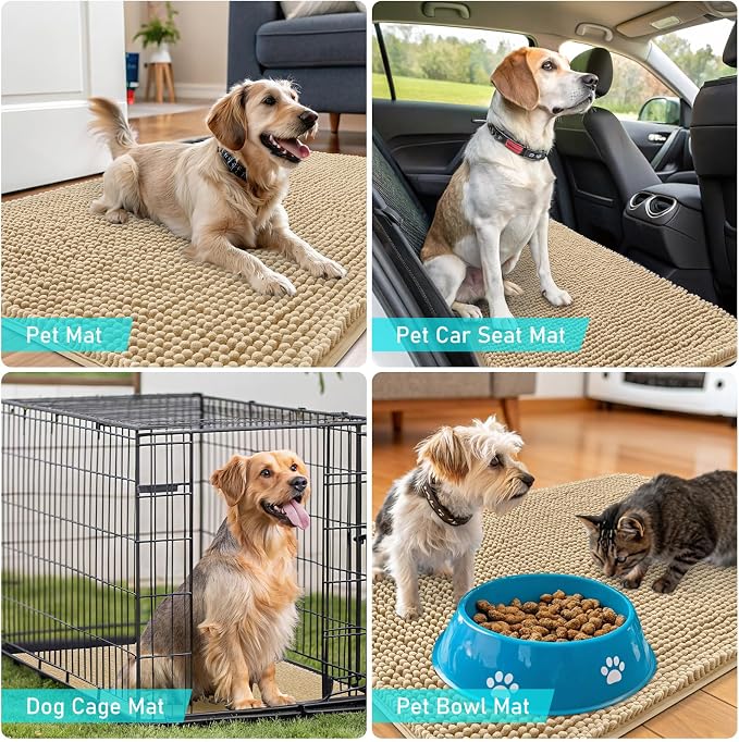 OLANLY Dog Door Mat for Muddy Paws 70x35, Super Absorbent Chenille Mud Mat | - Image 7