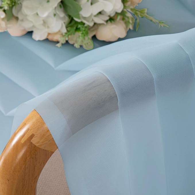 Sky Blue Sheer Curtains for Bedroom 54 Inch Length 2 Panels, Durable & Soft - Image 7