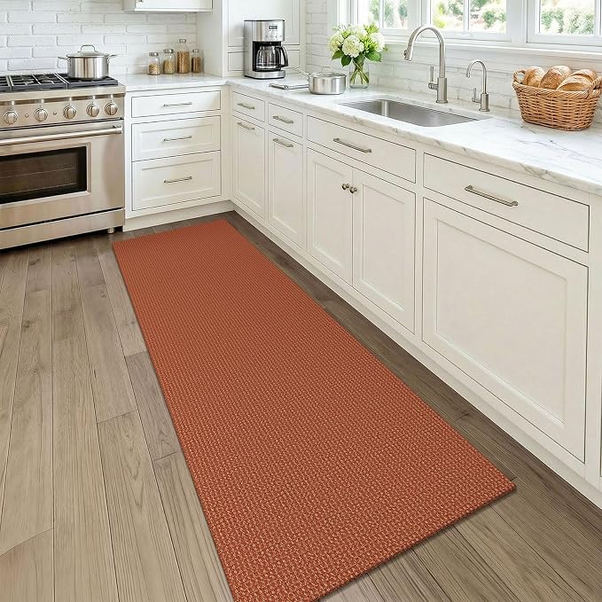 KOZYFLY Orange 2x7 Washable Kitchen Runner Rug, Non Slip Runners - Image 2