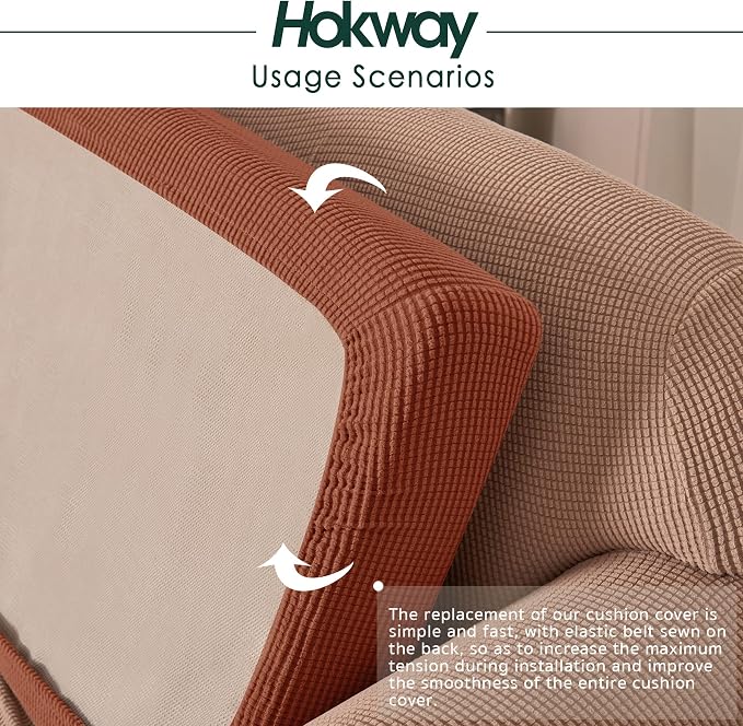 Hokway Couch Cushion Covers Stretch Cushion Covers Sofa Seat Cushion Slipcover - Image 5