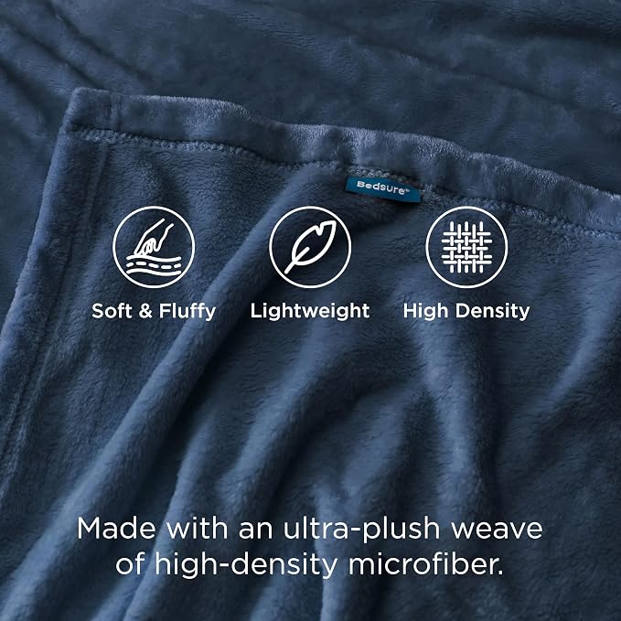 Bedsure GentleSoft Fleece Bed Blankets Full Size Blue - Image 3