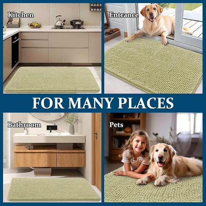OLANLY Dog Door Mat for Muddy Paws 54x32, Super Absorbent Chenille Mud Mat | - Image 8