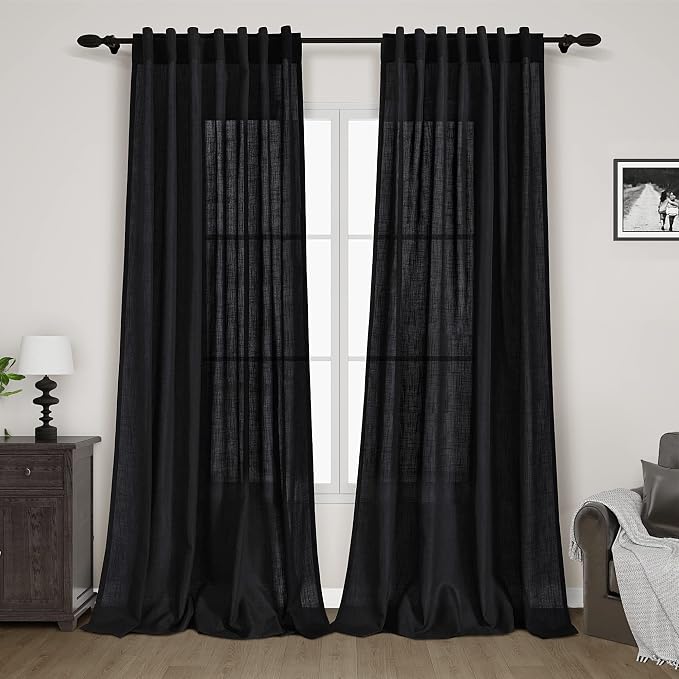 Long Black Curtain 100 inches Long 2 Panels Set by Nanspring