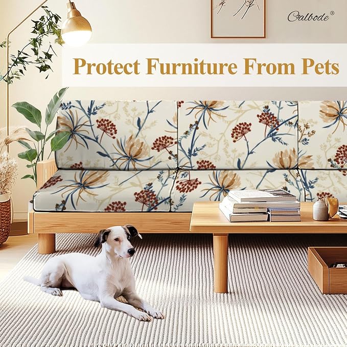 CALBODE 12PACK Outdoor Sofa Seat Cushion Covers, Floral Printed Stretch - Image 5