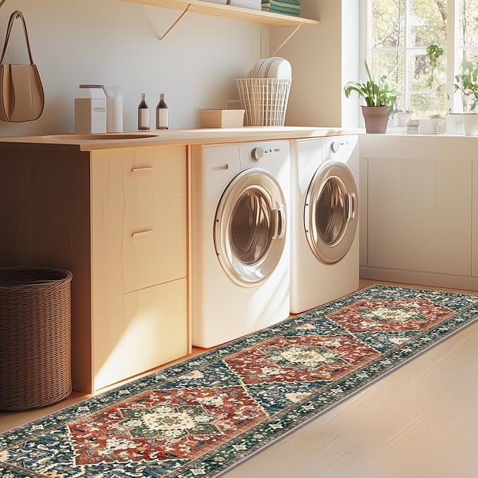 Yamaziot Washable Runner Rug, 2x8 Non-Slip Boho Vintage Hallway Kitchen Rug | - Image 7