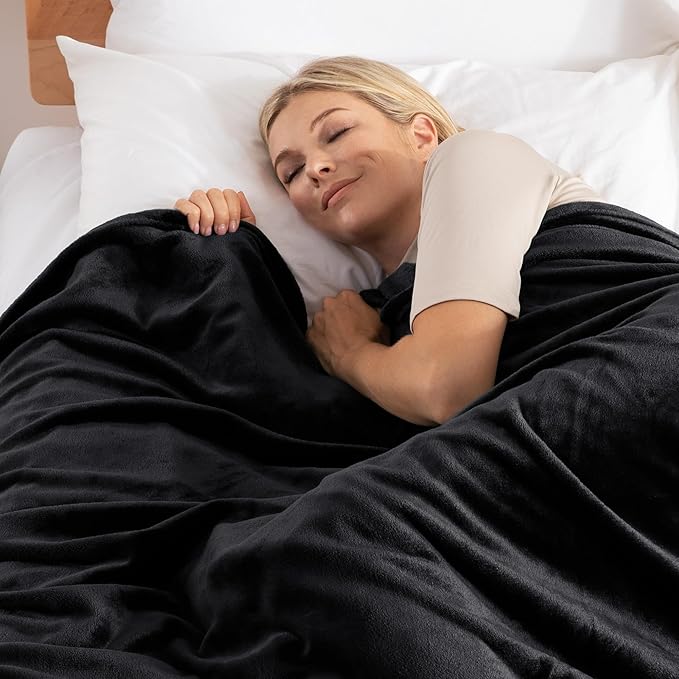 Exclusivo Mezcla Fleece Blanket Queen Size for Bed, Super Soft and Warm, All Season Use, Cozy, Plush, Lightweight, 90x90 Inches, Black