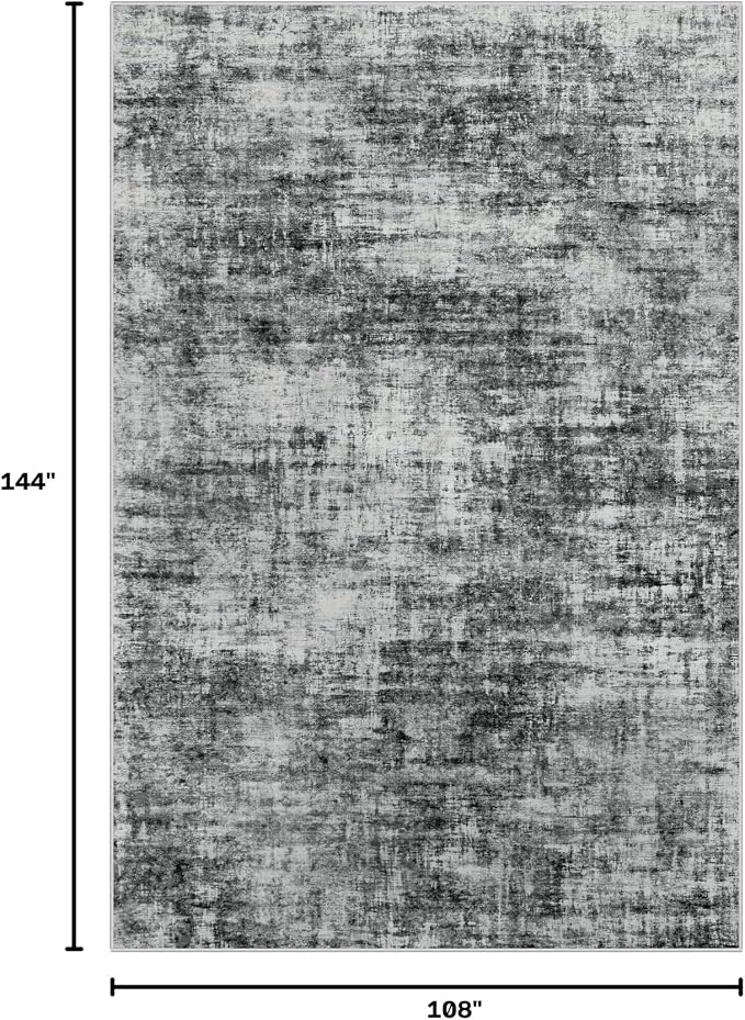 9x12 Area Rugs for Living Room: Washable Abstract Black Badroom Carpet | - Image 2