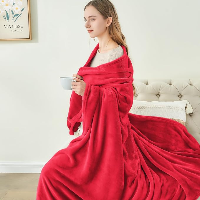 BEDELITE Fleece Blanket Soft Plush Twin Size Blanket Red 60"x80" | Ultra Soft - Image 4