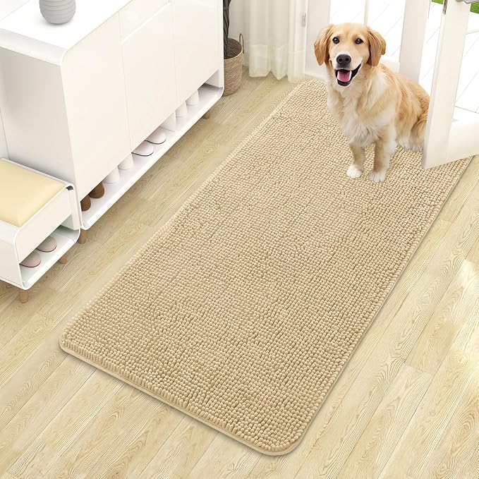 OLANLY Dog Door Mat for Muddy Paws 44x24, Super Absorbent Chenille Mud Mat | by OLANLY