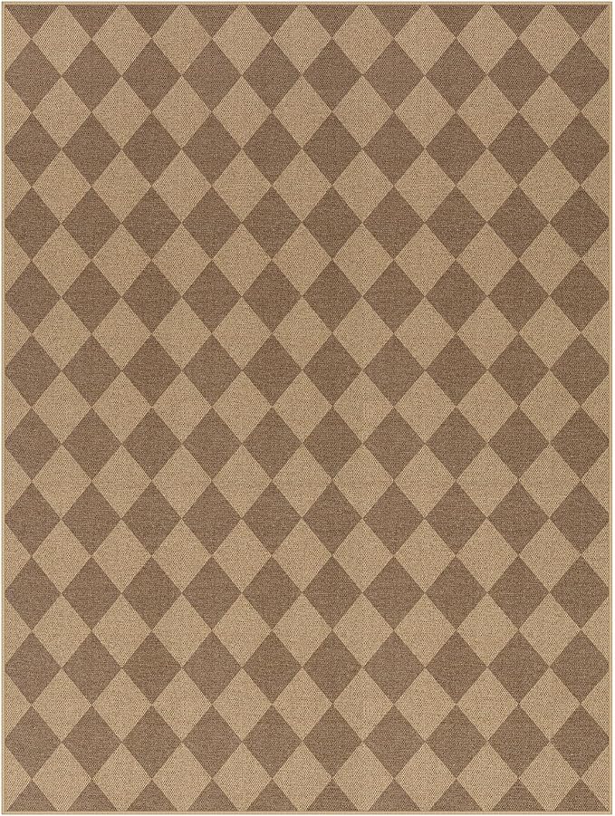 Lahome Checkered Easy Jute Dining Room Rug, 9x12 Outdoor Area Rugs Washable | - Image 9