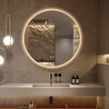 Niccy Round Led Mirror for Bathroom, 36" Backlit Mirror for Wall Circle Lighted Mirror with Gold Frame Anti-Fog, 3 Colors, HD Glass and IP65 Waterproof