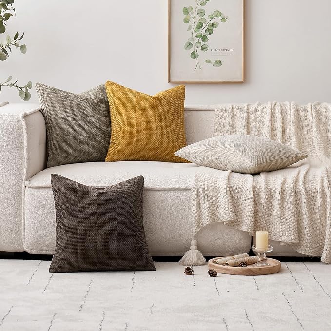 MIULEE Decorative Couch Throw Pillow Covers 16x16 in Mustard Yellow 2 Pack | - Image 2