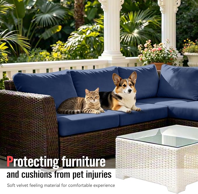 8Pcs Outdoor Cushion Covers, Stretch Patio Furniture Couch Chair Slipcovers | - Image 6