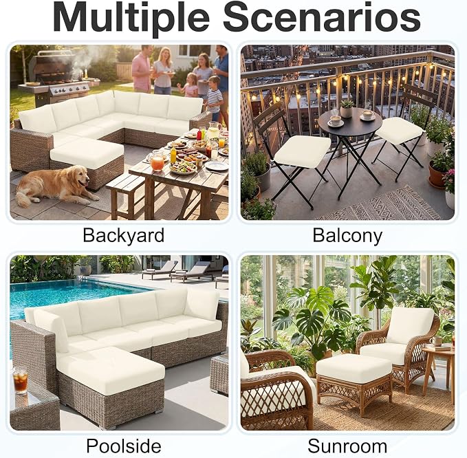 Waterproof Outdoor Cushion Covers, Stretch Patio Slipcovers | UV Resistant - Image 5
