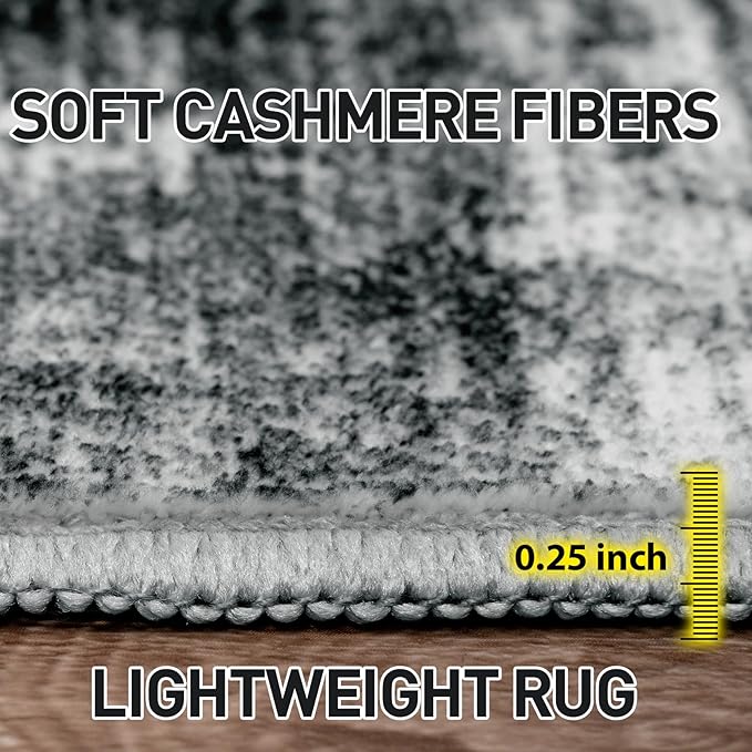 9x12 Area Rugs for Living Room: Washable Abstract Black Badroom Carpet | - Image 7
