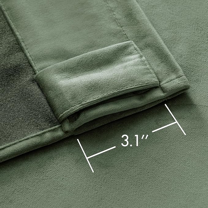 MIULEE Sage Green Velvet Curtains 52x96 inches Luxury Blackout Curtains | - Image 3