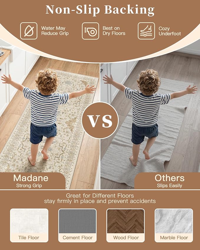 Madane Washable Kitchen Rug Set of 3 Small Area Rugs Non-Slip - Image 8