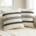 MIULEE Set of 2 Black Boho Decorative Pillow Covers 18x18 Inch | Farmhouse by MIULEE