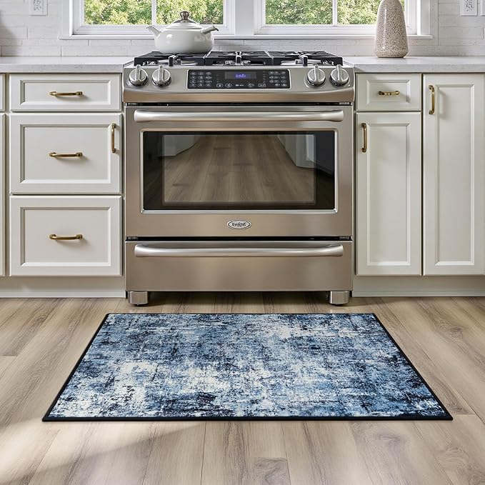 Rugflix 2x4 Entrance Rugs, Washable Navy Blue Dark Entry Small Rug | Machine - Image 2