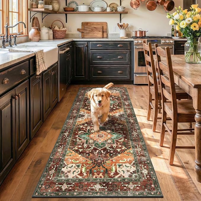 Yamaziot Washable Runner Rug, 3x7 Non-Slip Boho Vintage Hallway Kitchen Rug | by Yamaziot