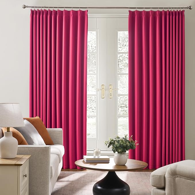 Raspberry Fushia Pink Curtains 102 Inches Long Pinch Pleated - Image 4