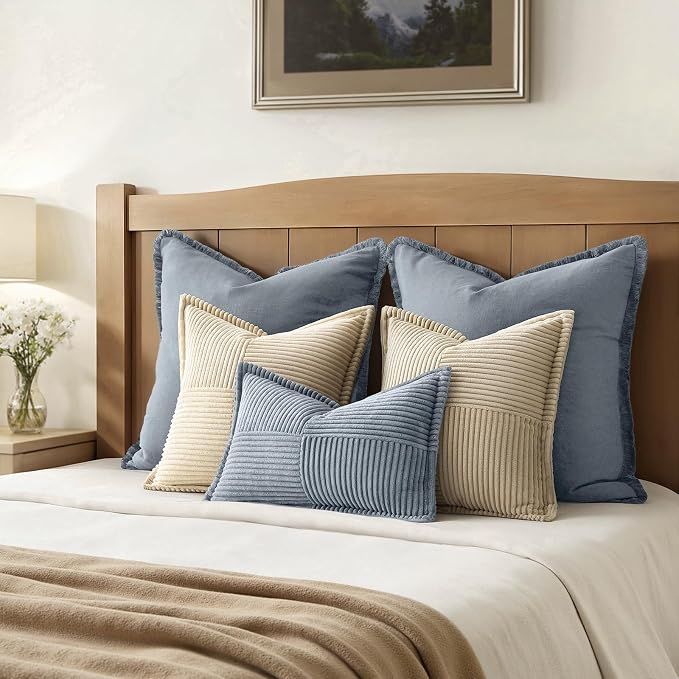 MIULEE Decorative Lumbar Throw Pillow Covers 12x20 Inch Dustyblue 2 Pack | Boho - Image 5