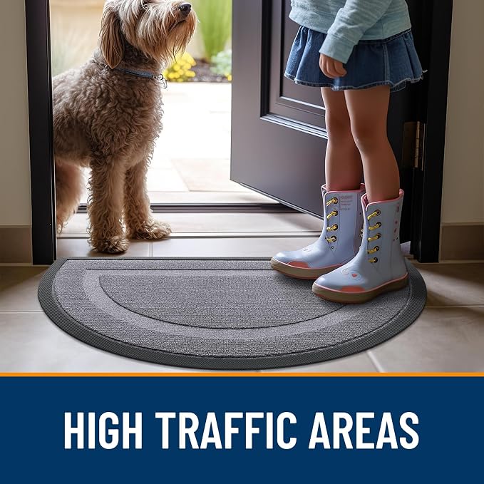 OLANLY Half Circle Front Door Mat Outside 35x23 All-Season Rubber Doormat | - Image 6