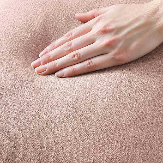 MIULEE Boho Linen Fringe Decorative Throw Pillow Covers Pink 18x18 | Set of 2 - Image 2