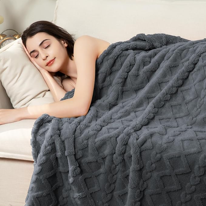 Aganear Fleece Throw Blanket for Couch Sofa 60"x80" Grey | Lightweight Fuzzy - Image 4